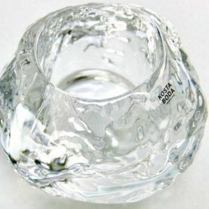 Two Original Kosta Boda Crystal Candle Holders